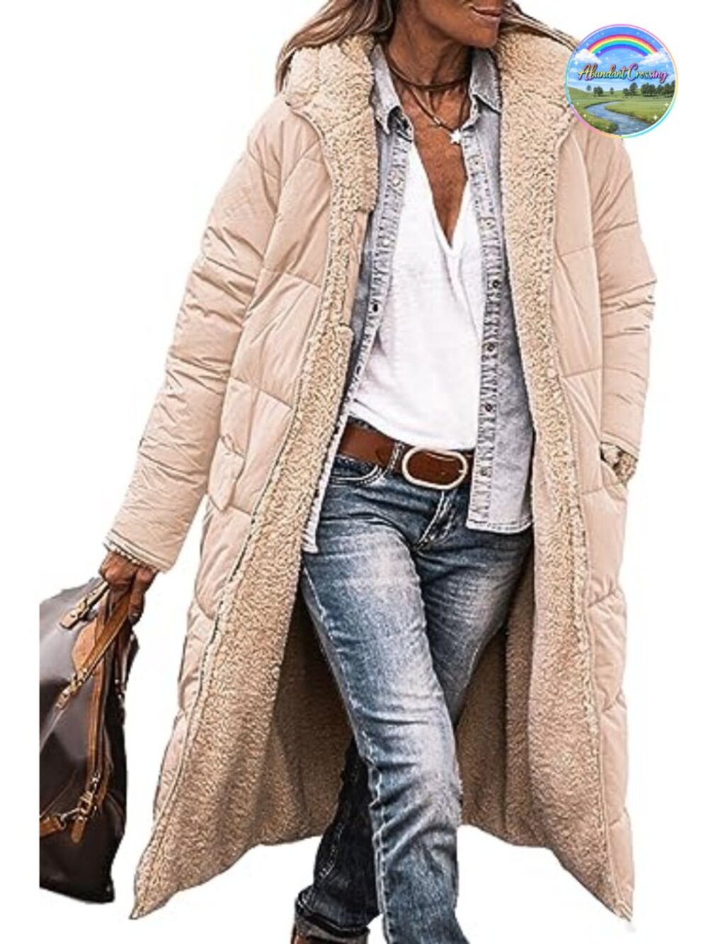 PRETTYGARDEN Fleece Long Coat Hooded Zip-Up Loose Fit Winter Jacket